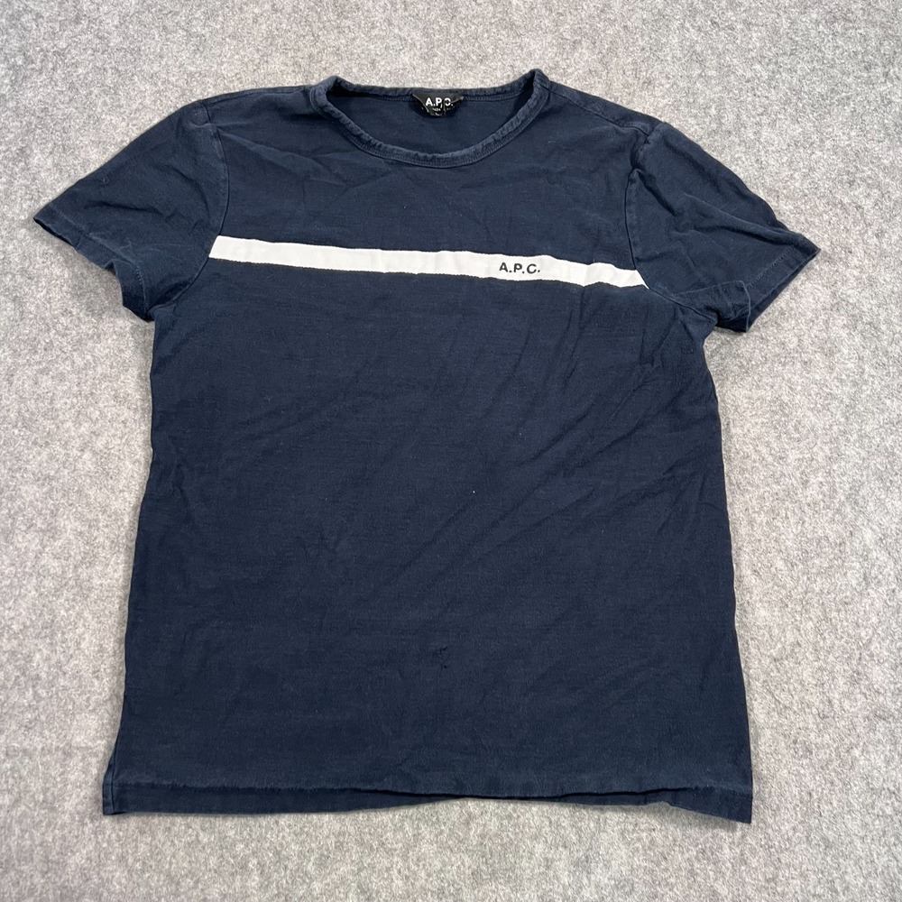 A.P.C. Dark Navy‎ Blue Yukata Short Sleeve Crew Neck T-Shirt Men's Size Medium